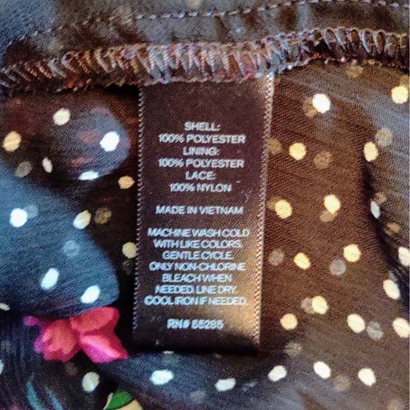 Express Blouse Multicolor Women Size Large Semi Sheer Keyhole Back Lace Trim - Picture 7 of 11